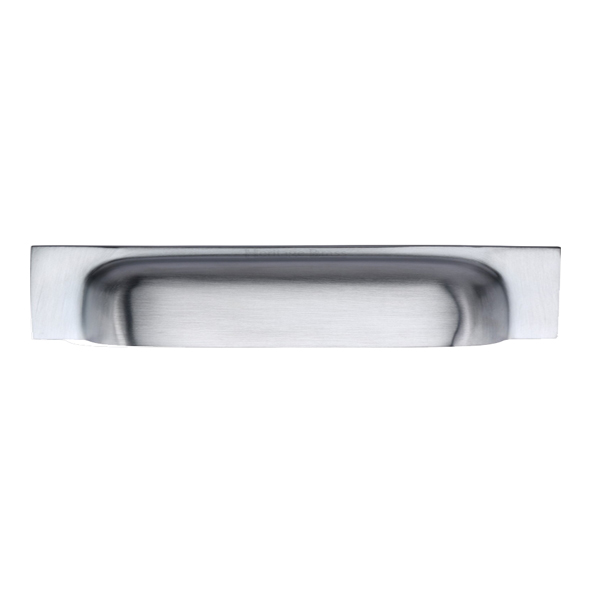 C2766 152-SC • 152/178 c/c x 221x42x22mm • Satin Chrome • Heritage Brass Concealed Fix Square Plate Contemporary Cup Handle